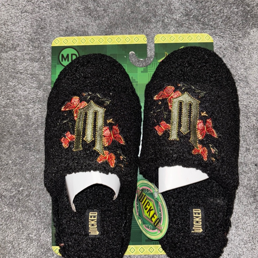 Wicked Black Embroidered Women's Slippers